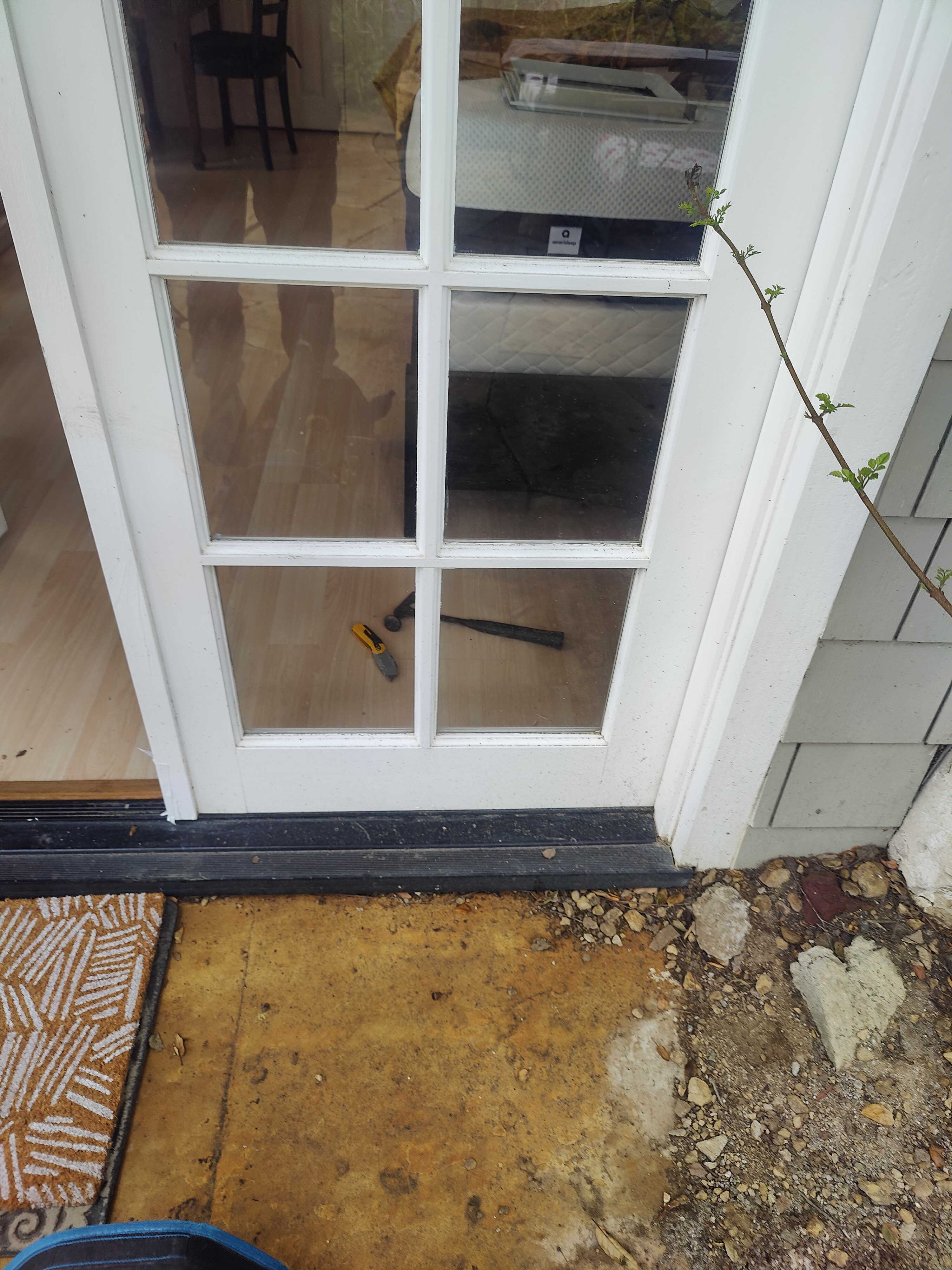 French door panel before pet door cutout - exterior view